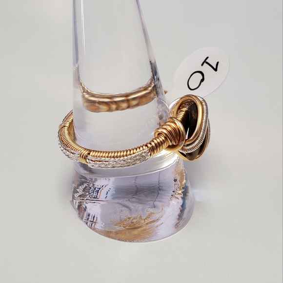 "Eye of the tiger" Tigers eye handmade wire wrap ring size 10 - Picture 4 of 7